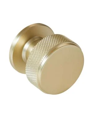 34mm Knurled Cupboard Knob - Satin Brass