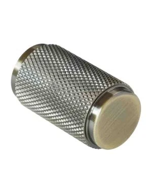 18mm Knurled Cupboard Knob - Antique Brass
