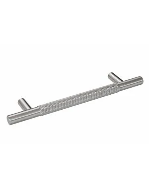 128mm Knurled Cupboard Handle - Satin Nickel