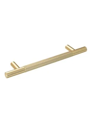 128mm Knurled Cupboard Handle - Satin Brass