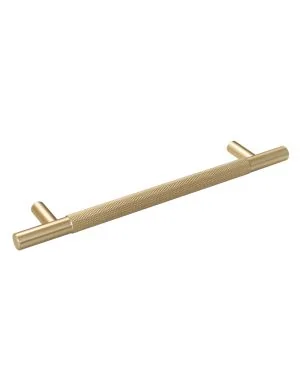 160mm Knurled Cupboard Handle - Satin Brass