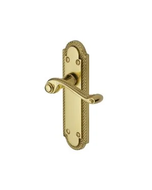 Heritage Brass Door Handle Lever Latch Gainsborough Design Polished Brass finish