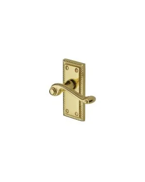 Heritage Brass Door Handle Lever Latch Georgian Short Design Polished Brass finish