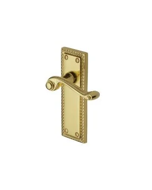 Heritage Brass Door Handle Lever Latch Georgian Design Polished Brass finish