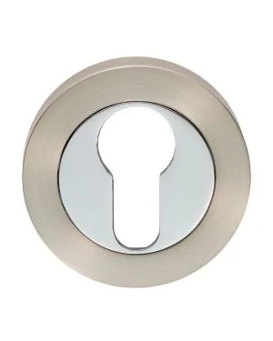 Satin Nickel & Polished Chrome Euro Escutcheon
