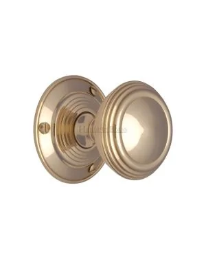 Heritage Brass Mortice Knob on Rose Goodrich Design Polished Brass finish