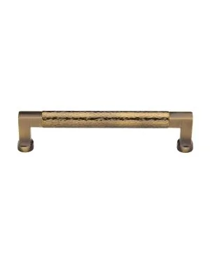 Heritage Brass Cabinet Pull Bauhaus Hammered Design 160mm CTC Antique Brass Finish
