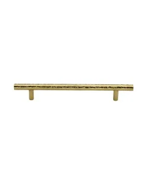 Heritage Brass Cabinet Pull T-Bar Hammered Design 160mm CTC Polished Brass Finish