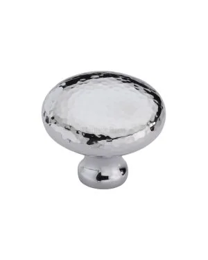 Heritage Brass Cabinet Knob Victorian Round Hammered Design 38mm Polished Chrome finish