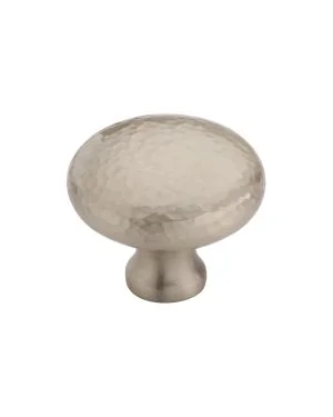 Heritage Brass Cabinet Knob Victorian Round Hammered Design 38mm Satin Nickel finish