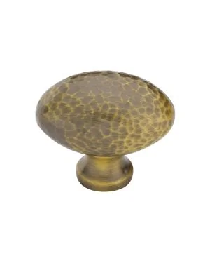 Heritage Brass Cabinet Knob Victorian Oval Hammered Design 38mm Antique Brass finish
