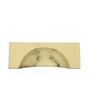 Heritage Brass Drawer Cup Pull Hampshire Hammered Design 57mm CTC Polished Brass Finish