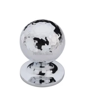 Heritage Brass Cabinet Knob Ball Hammered Design 32mm Polished Chrome finish