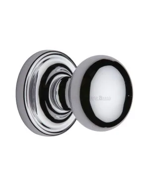 Heritage Brass Mortice Knob on Rose Hampstead Design Polished Chrome finish