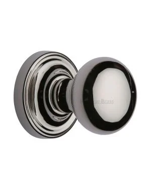 Heritage Brass Mortice Knob on Rose Hampstead Design Polished Nickel finish