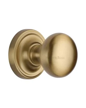 Heritage Brass Mortice Knob on Rose Hampstead Design Satin Brass finish