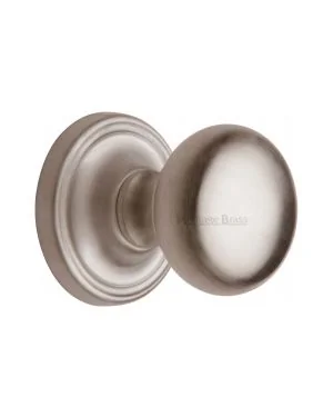 Heritage Brass Mortice Knob on Rose Hampstead Design Satin Nickel finish