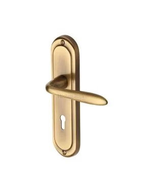 Heritage Brass Door Handle Lever Lock Henley Design Antique finish