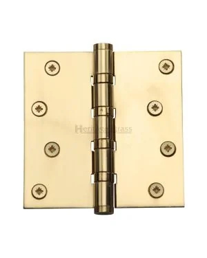 Heritage Brass Hinge Brass with Thrust Bearings (Steel Pin) 4" x 4" Polished Brass finish