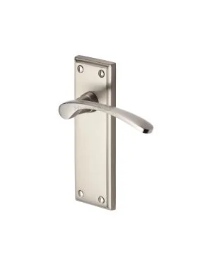 Heritage Brass Door Handle Lever Latch Hilton Design Satin Nickel finish