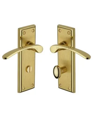 Heritage Brass Door Handle for Bathroom Hilton Design Mayfair finish