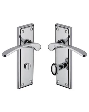 Heritage Brass Door Handle for Bathroom Hilton Design Polished Chrome finish