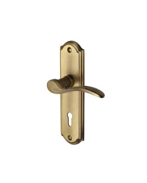 Heritage Brass Door Handle Lever Lock Howard Design Antique finish