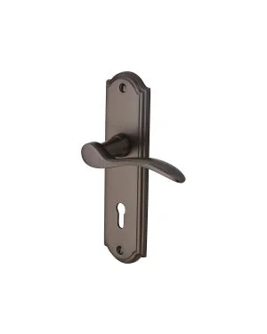Heritage Brass Door Handle Lever Lock Howard Design Matt Bronze finish