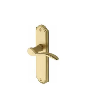 Heritage Brass Door Handle Lever Latch Howard Design Satin Brass finish