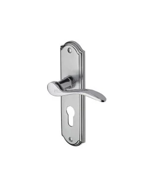 Heritage Brass Door Handle for Euro Profile Plate Howard Design Apollo finish