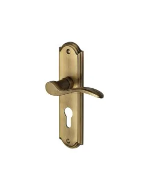 Heritage Brass Door Handle for Euro Profile Plate Howard Design Antique finish