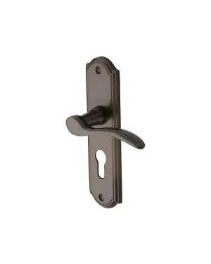 Heritage Brass Door Handle for Euro Profile Plate Howard Design Matt Bronze finish