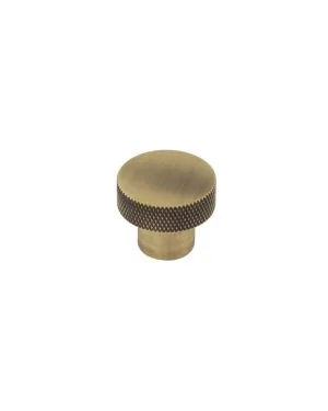 Wenlock Diamond Knurled Cupboard Knob - Antique Brass