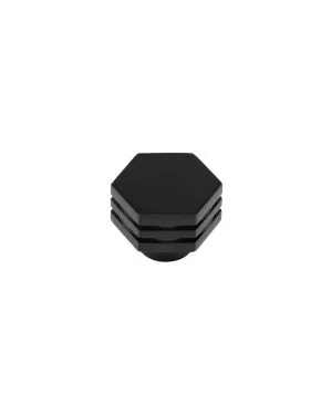 Nile Hexagonal Stepped Cupboard Knob - Matt Black