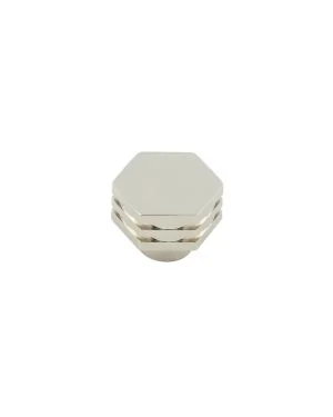 Nile Hexagonal Stepped Cupboard Knob - Polished Nickel