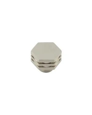 Nile Hexagonal Stepped Cupboard Knob - Satin Nickel