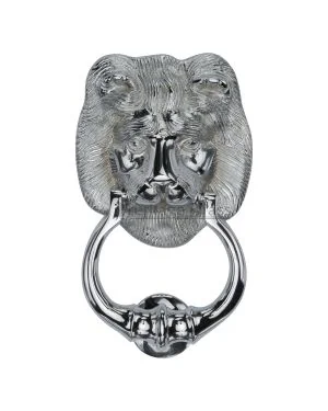 Heritage Brass Lion Knocker Polished Chrome finish