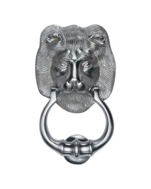 Heritage Brass Lion Knocker Satin Chrome finish