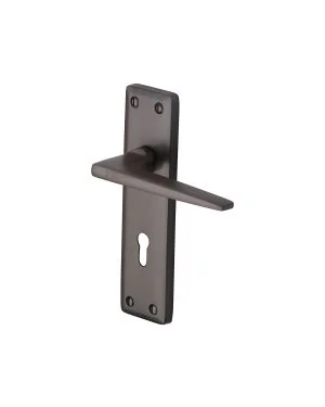 Heritage Brass Door Handle Lever Lock Kendal Design Matt Bronze finish
