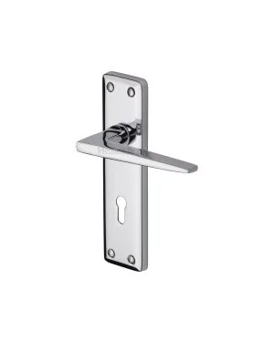 Heritage Brass Door Handle Lever Lock Kendal Design Polished Chrome finish