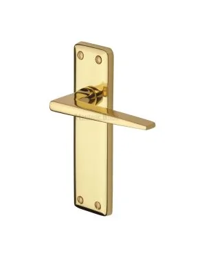 Heritage Brass Door Handle Lever Latch Kendal Design Polished Brass finish