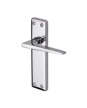 Heritage Brass Door Handle Lever Latch Kendal Design Polished Chrome finish