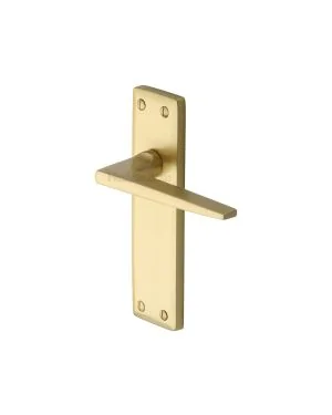 Heritage Brass Door Handle Lever Latch Kendal Design Satin Brass finish
