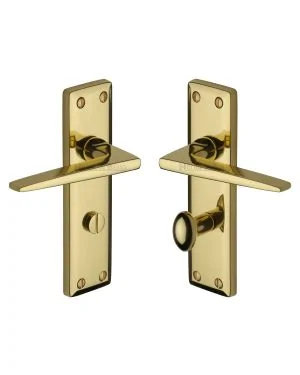 Heritage Brass Door Handle for Bathroom Kendal Design Polished Brass finish