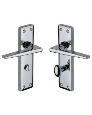 Heritage Brass Door Handle for Bathroom Kendal Design Polished Chrome finish