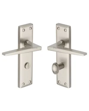 Heritage Brass Door Handle for Bathroom Kendal Design Satin Nickel finish