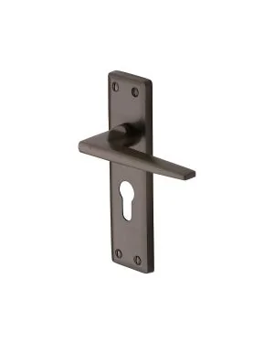 Heritage Brass Door Handle for Euro Profile Plate Kendal Design Matt Bronze finish