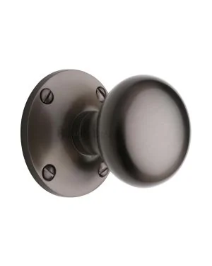 Heritage Brass Mortice Knob on Rose Kensington Design Matt Bronze finish