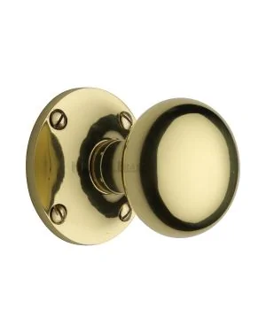 Heritage Brass Mortice Knob on Rose Kensington Design Polished Brass finish