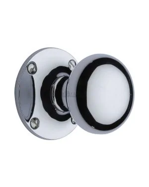 Heritage Brass Mortice Knob on Rose Kensington Design Polished Chrome finish